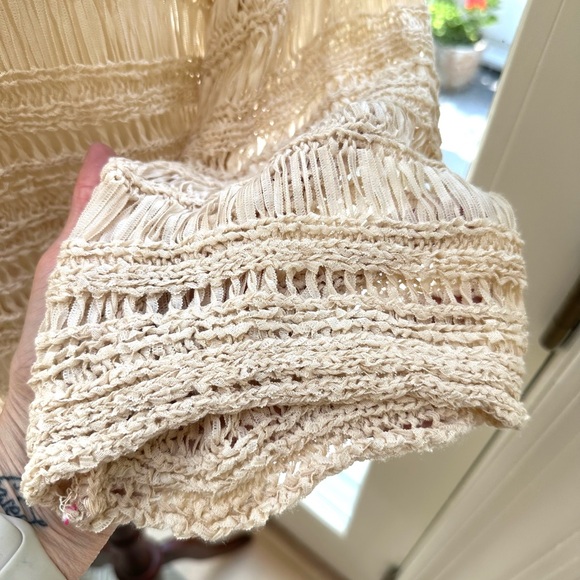 Anthropologie Akemi + Kim One Size Crochet Macrame Neutral Cardigan Wrap in Tan - Picture 8 of 13